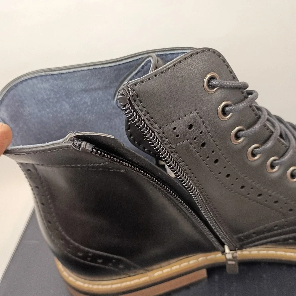 Bruno Marc Motorcycle BOOTS In Black Leather. Size 10 Men's/43.5 EU. Brand New